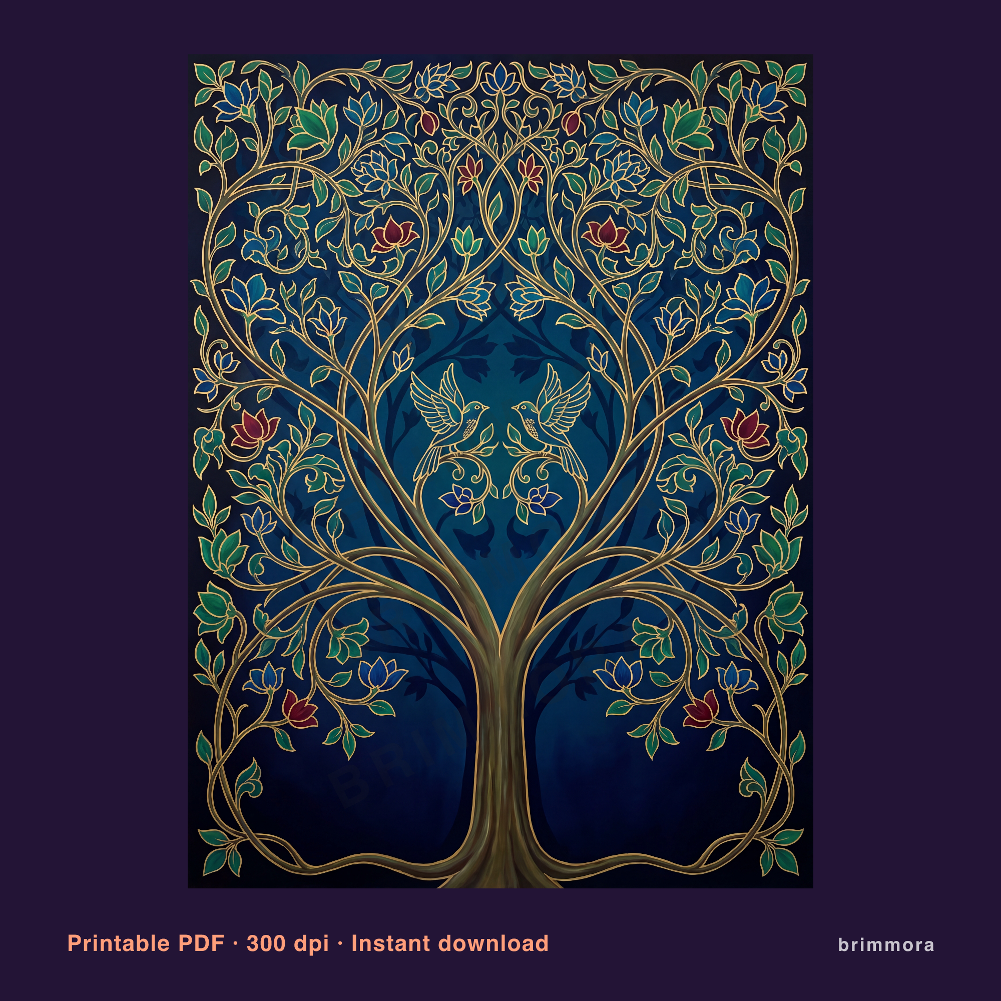 Fingerabdruckbaum Gästebuchposter, Hochzeitsbaum Jugendstil Kunstdruck Digital Download, Fingerprint Tree Wedding, DIN A4 A3 30x40