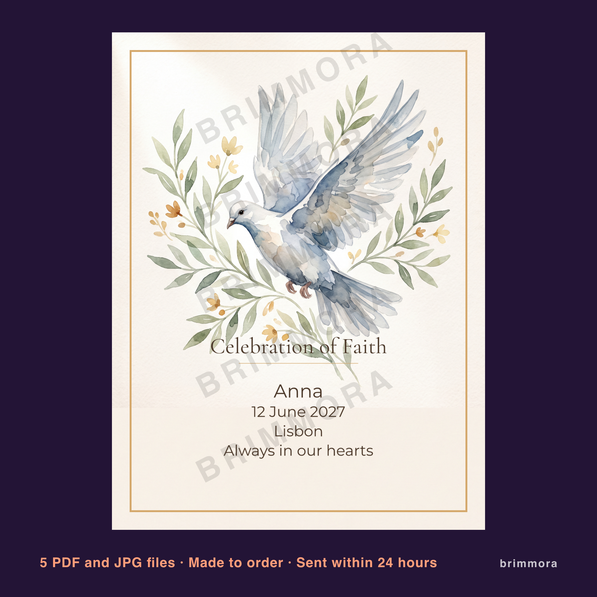 Personalized First Communion Gift Print, Custom Confirmation Gift with Name Date and Bible Verse, Printable PDF 30x40 cm