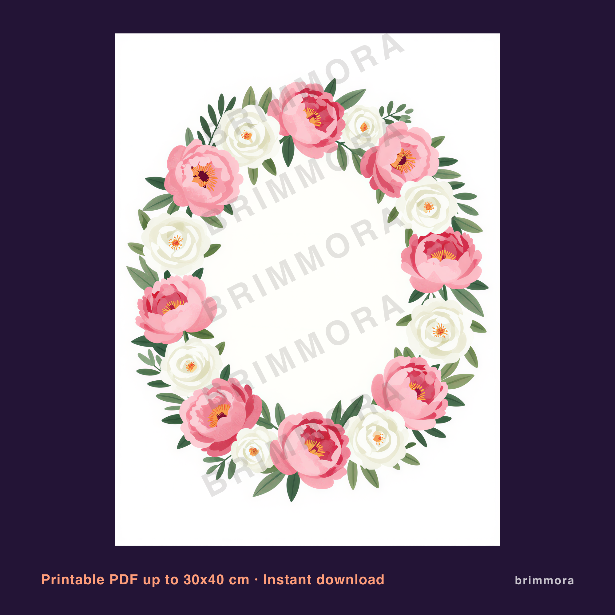 Sweet 16 Guest Book Sign Printable, Watercolor Peonies Roses Wreath, Instant Download PDF, Multiple Sizes for Party Decor